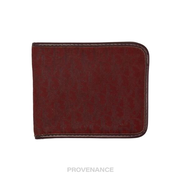 🔴 Dior Trotter Bifold Wallet - Burgundy Jacquard